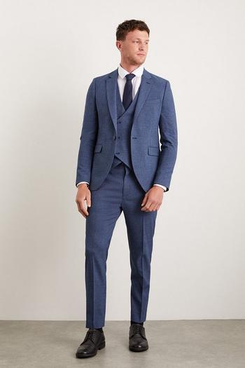 Related Product Skinny Fit Blue Semi Plain Suit Trousers