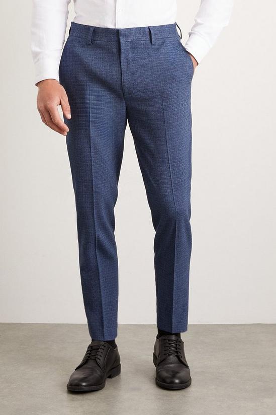 Burton Skinny Fit Blue Semi Plain Suit Trousers 2