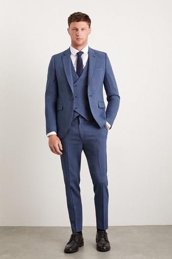 Related Product Skinny Fit Blue Semi Plain Suit Jacket