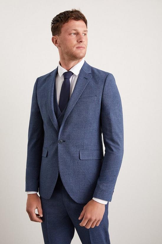Burton Skinny Fit Blue Semi Plain Suit Jacket 2
