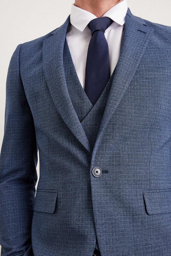 Burton Skinny Fit Blue Semi Plain Suit Jacket 5