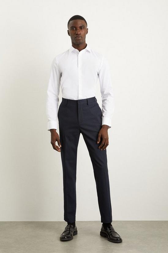 Burton Slim Fit Navy Fine Stripe Trousers 1