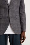 Burton Slim Fit Grey Neutral Over Check Blazer thumbnail 6