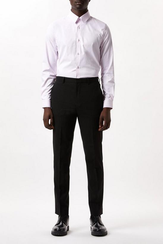 Burton Pink Slim Fit Long Sleeve Point Collar Twill Shirt 2