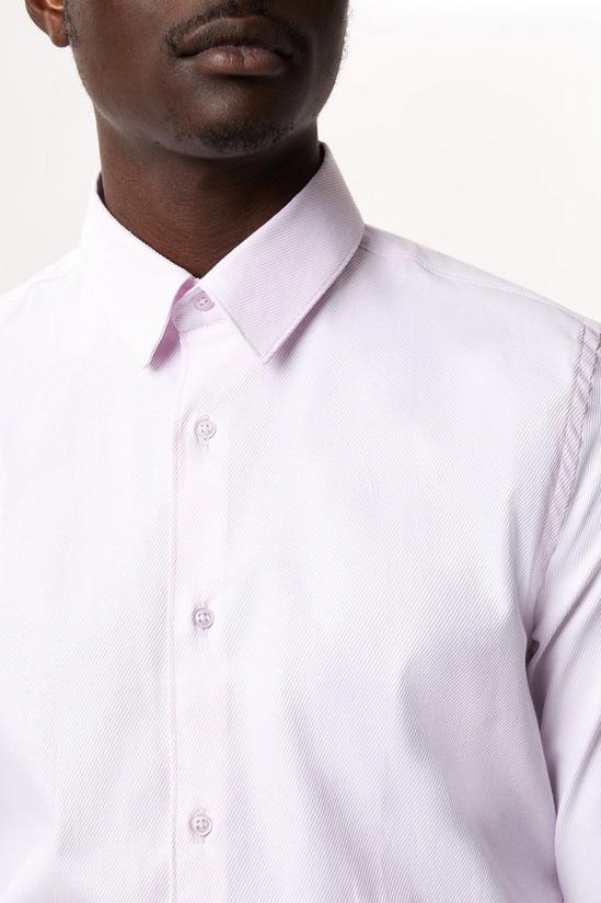 Burton Pink Slim Fit Long Sleeve Point Collar Twill Shirt 4
