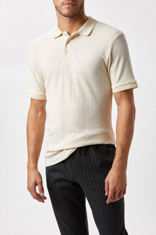 Burton Ecru Textured Polo Shirt 1