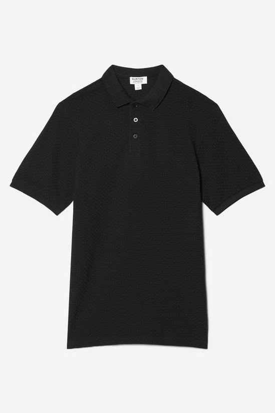 Burton Black Textured Short Sleeve Button Polo Shirt 5