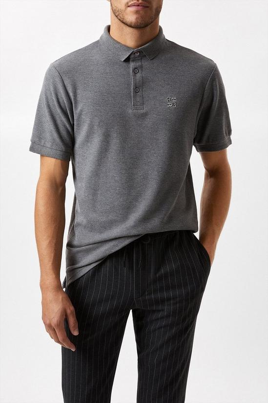 Burton Charcoal Marl Pique Polo Shirt 1