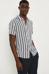 Burton Regular Fit White Stripe Short Sleeve Shirt thumbnail 1