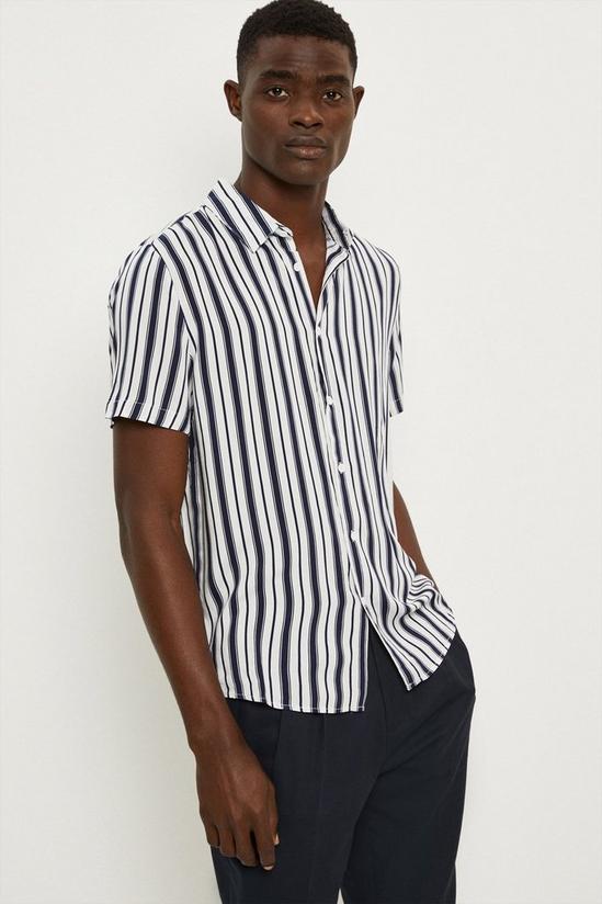 Burton Regular Fit White Stripe Short Sleeve Shirt 1