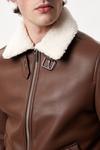 Burton Brown Textured Leather Look Aviator Jacket thumbnail 4