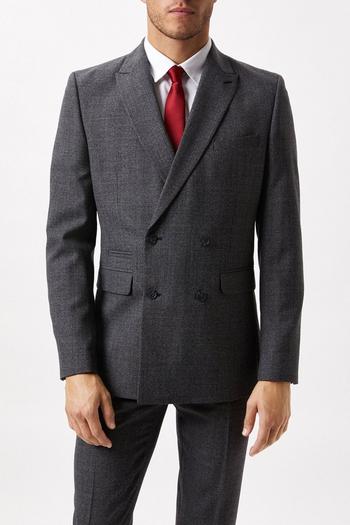 Related Product Slim Double Breasted Wool Grey Dogtooth Suit Jacket