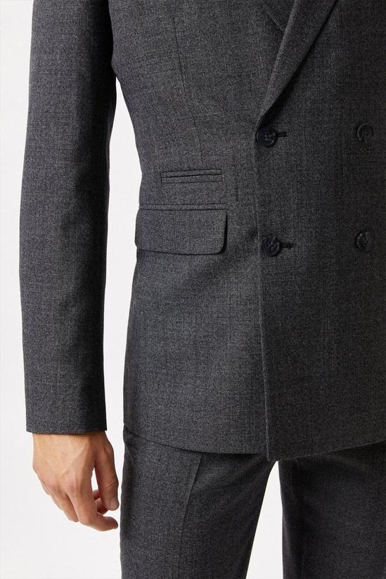 Burton Slim Double Breasted Wool Grey Dogtooth Suit Jacket 5