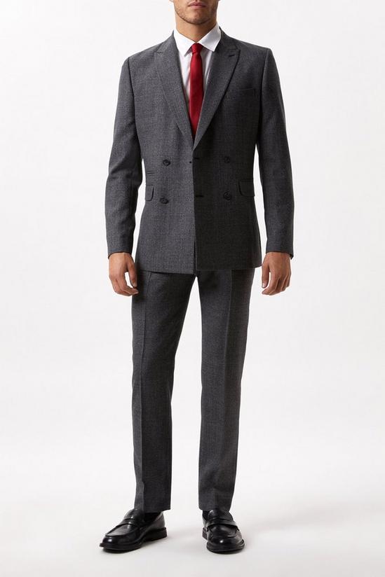 Burton Slim Grey Wool Dogtooth Suit Trousers 2