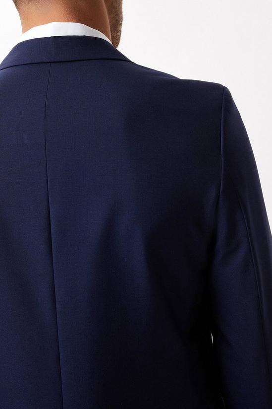 Burton Slim Fit Plain Blue Wool Suit Jacket 5