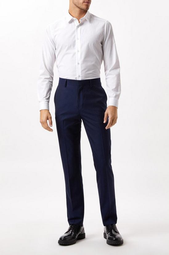 Burton Slim Fit Plain Blue Wool Suit Trousers 2