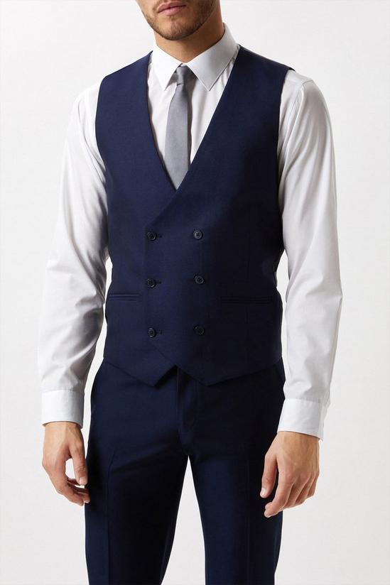 Burton Slim Fit Plain Blue Wool Suit Waistcoat 2