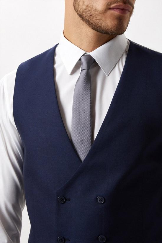 Burton Slim Fit Plain Blue Wool Suit Waistcoat 4