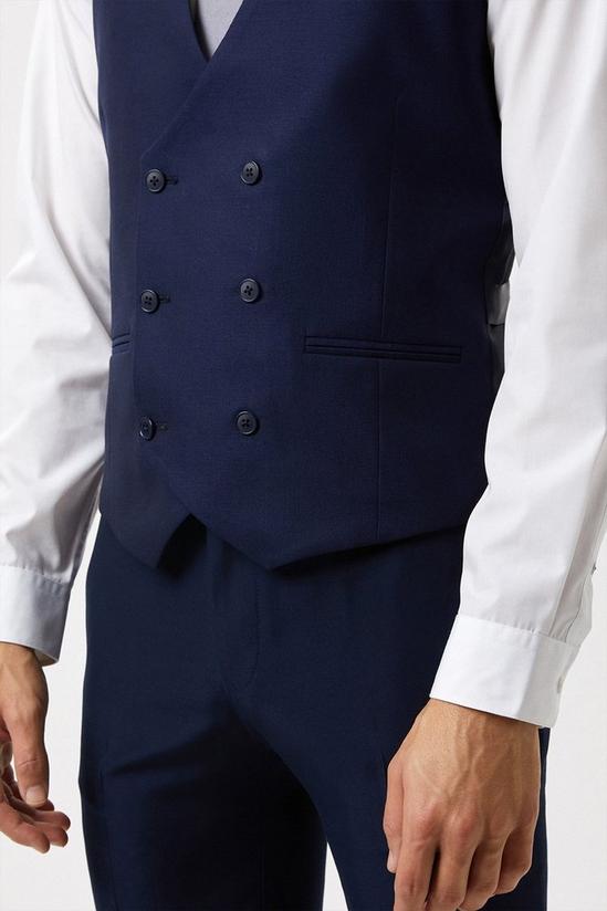 Burton Slim Fit Plain Blue Wool Suit Waistcoat 5