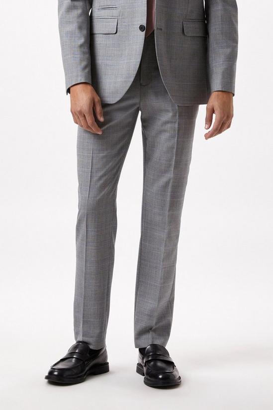 Burton Slim Fit Grey Check British Wool Suit Trousers 1