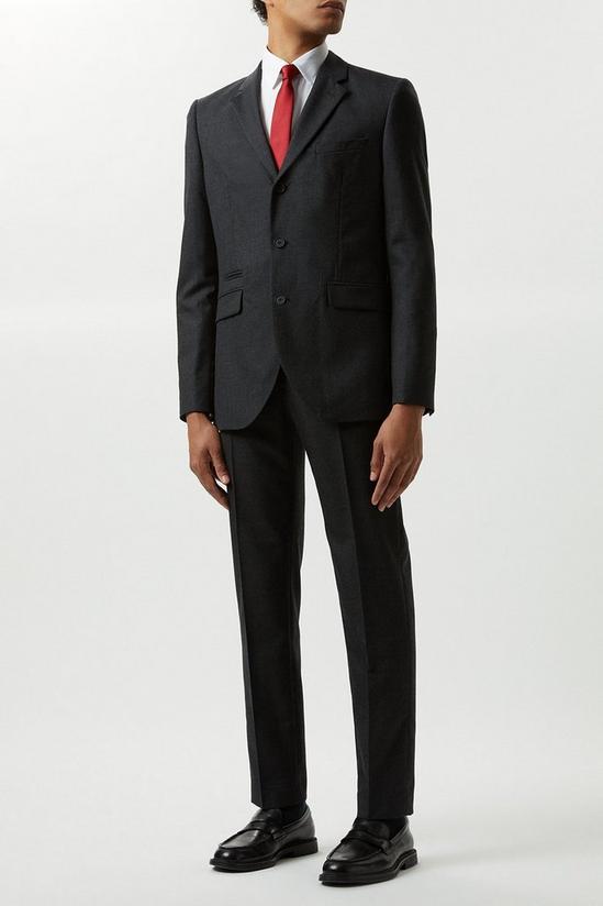 Burton Slim Fit Plain Charcoal Wool Suit Jacket 1