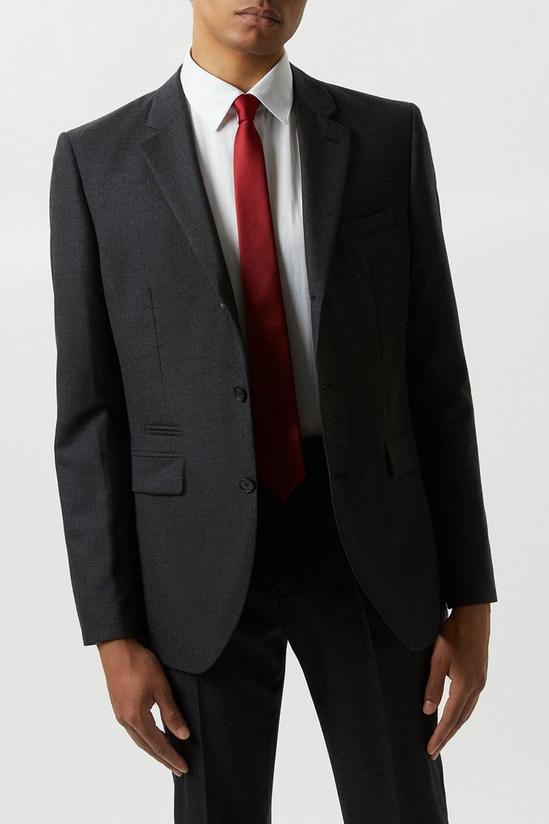 Burton Slim Fit Plain Charcoal Wool Suit Jacket 2
