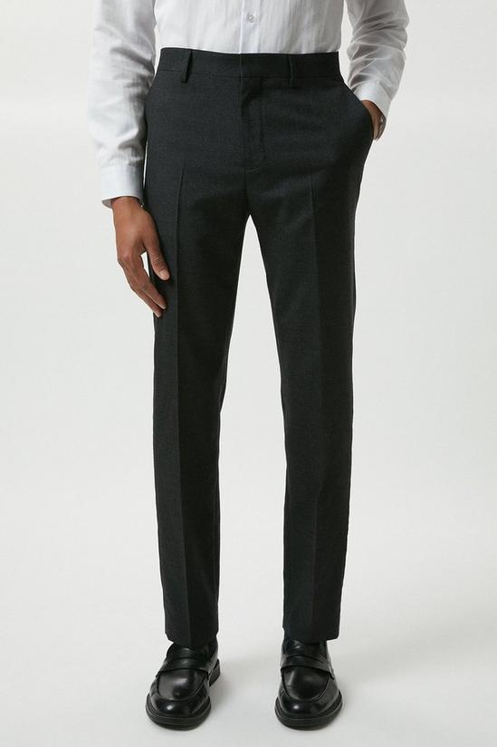 Burton Slim Fit Plain Charcoal Wool Suit Trousers 1