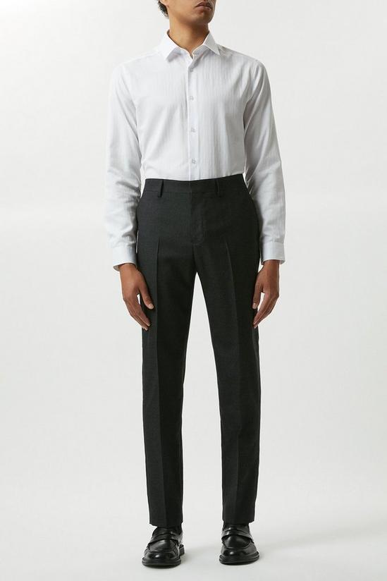 Burton Slim Fit Plain Charcoal Wool Suit Trousers 2