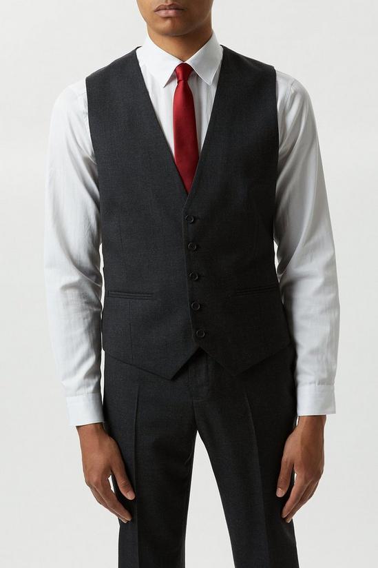 Burton Slim Fit Plain Charcoal Wool Suit Waistcoat 1