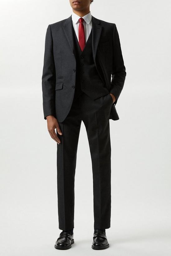 Burton Slim Fit Plain Charcoal Wool Suit Waistcoat 2