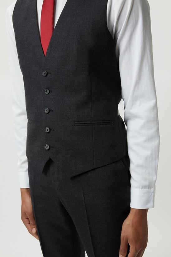 Burton Slim Fit Plain Charcoal Wool Suit Waistcoat 4