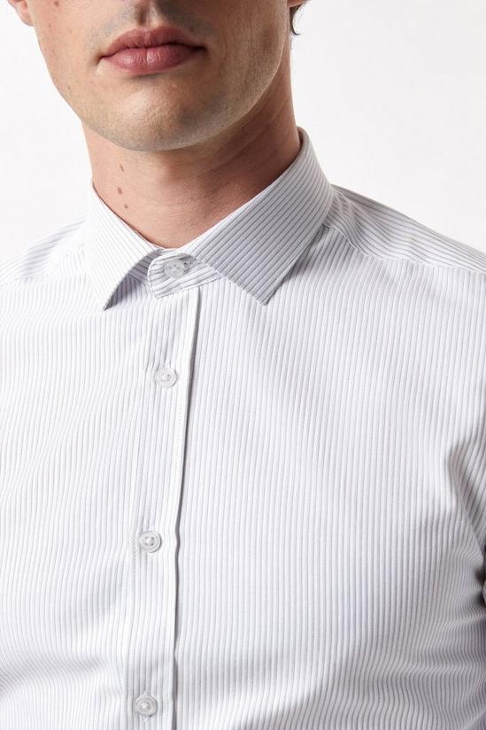 Burton White Long Sleeve Fine Striped Point Collar Shirt 4