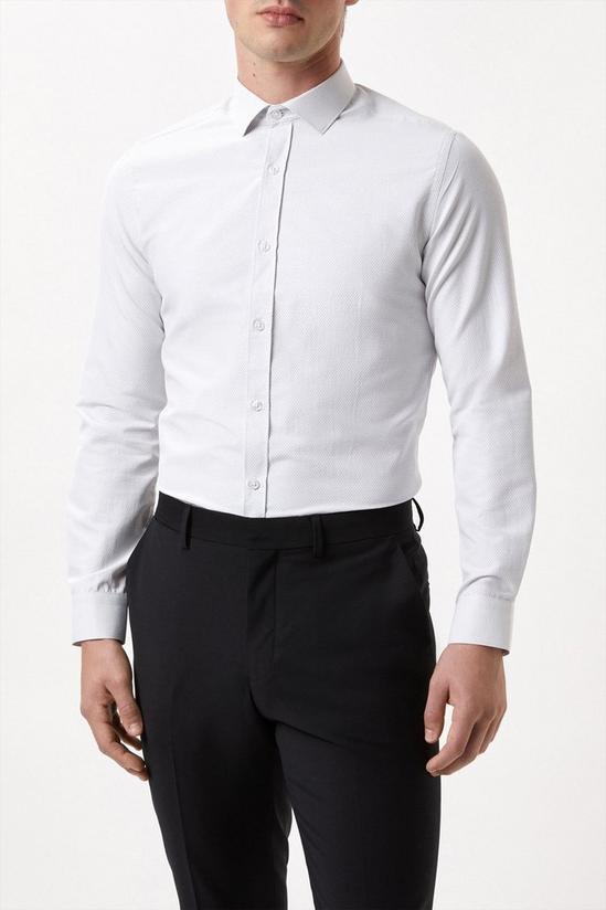 Burton White Slim Fit Long Sleeve Spot Shirt 1