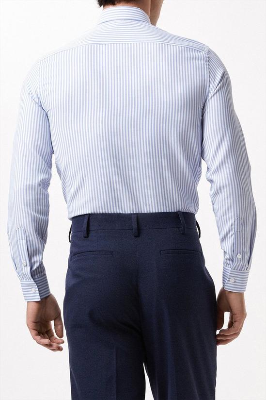 Burton Blue Tailored Fit Long Sleeve Textured Striped Cutaway Collar Shirt 3