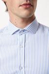 Burton Blue Tailored Fit Long Sleeve Textured Striped Cutaway Collar Shirt thumbnail 4