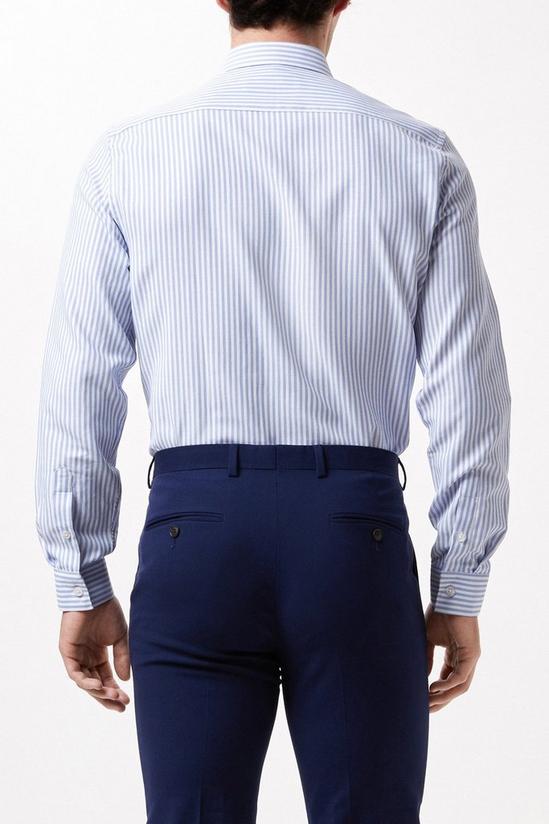 Burton Blue Slim Fit Long Sleeve Textured Striped Collar Shirt 3