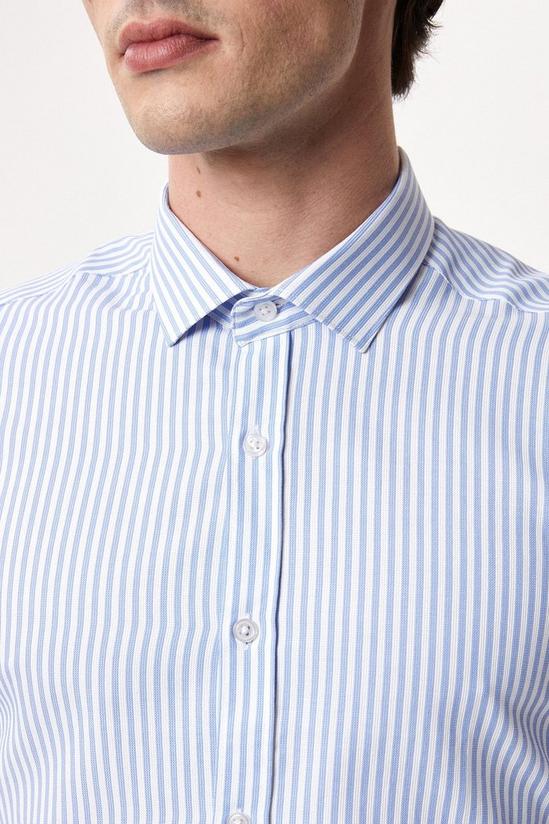Burton Blue Slim Fit Long Sleeve Textured Striped Collar Shirt 4