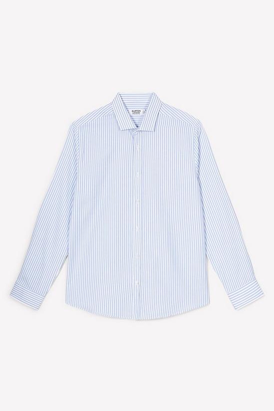 Burton Blue Slim Fit Long Sleeve Textured Striped Collar Shirt 5