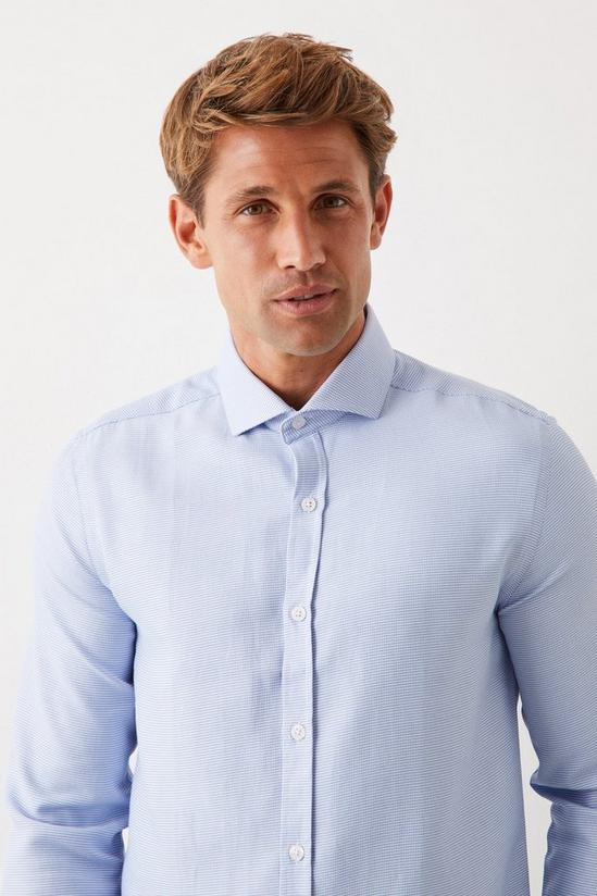 Burton Blue Tailored Fit Long Sleeve Puppytooth Cutaway Collar Shirt 2