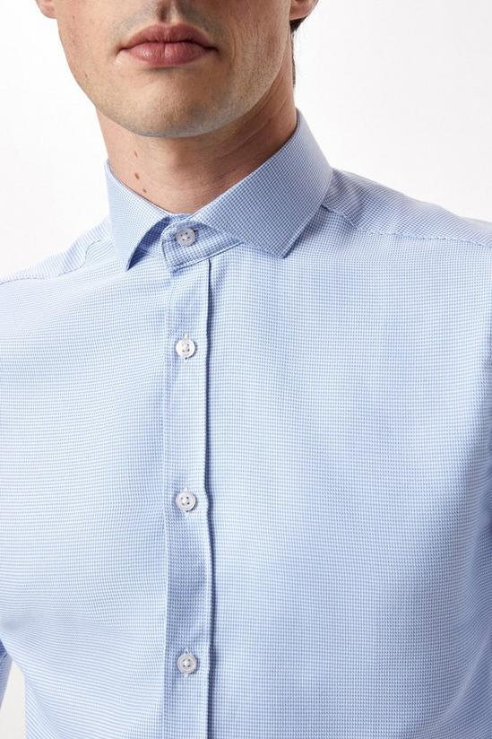 Burton Blue Tailored Fit Long Sleeve Puppytooth Cutaway Collar Shirt 4