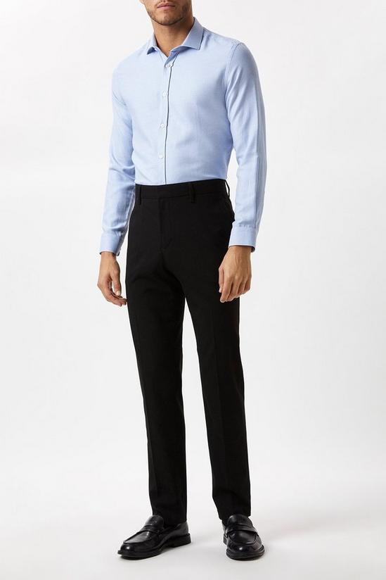 Burton Blue Slim Fit Long Sleeve Puppytooth Shirt 2