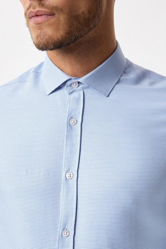 Burton Blue Slim Fit Long Sleeve Puppytooth Shirt 4