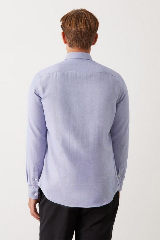 Burton Navy Slim Fit Long Sleeve Puppytooth Shirt 3