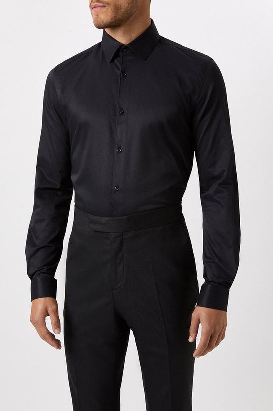 Burton Black Slim Fit Twill Point Collar Shirt 1