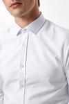 Burton White Slim Fit Long Sleeve Checked Collar Shirt thumbnail 4