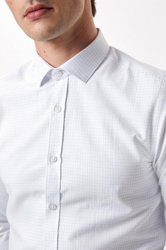Burton White Slim Fit Long Sleeve Checked Collar Shirt 4