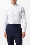 Burton White Tailored Fit Long Sleeve Grid Checked Cutaway Collar Shirt thumbnail 1