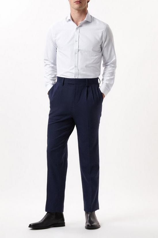Burton White Tailored Fit Long Sleeve Grid Checked Cutaway Collar Shirt 2