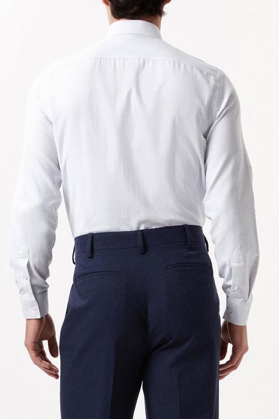 Burton White Tailored Fit Long Sleeve Grid Checked Cutaway Collar Shirt 3