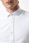 Burton White Tailored Fit Long Sleeve Grid Checked Cutaway Collar Shirt thumbnail 4